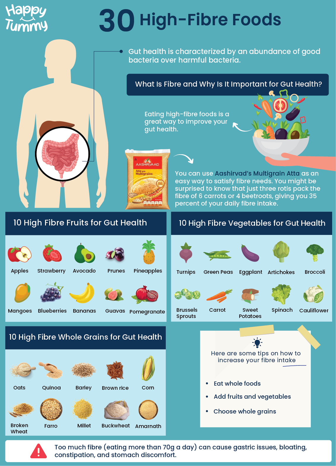 Top 30 High-Fibre Foods to Level up Gut Health - Happytummy