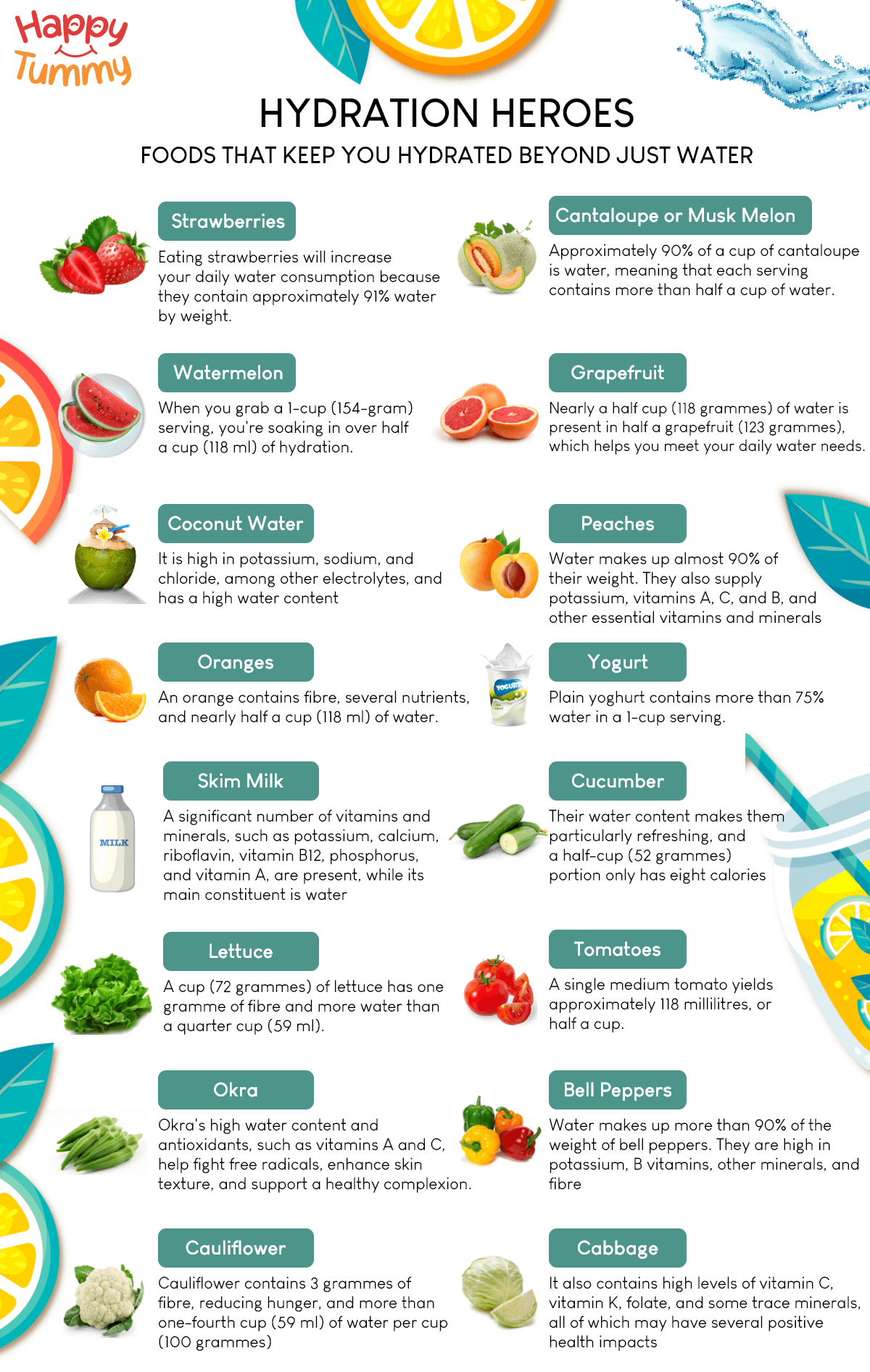 Hydration Heroes: Hydrating Foods Beyond Just Water - Happytummy