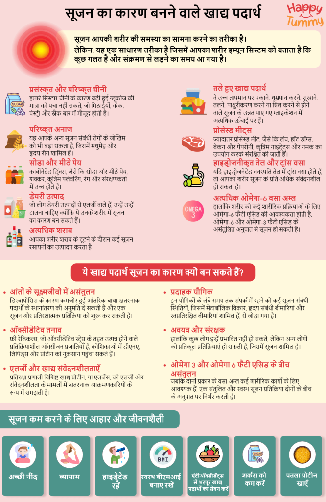 सूजन पैदा करने वाले खाद्य पदार्थों के प्रकार (Foods that cause inflammation)